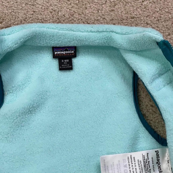 Patagonia Synchilla Baby Full Zip Size 3-6 Month light blue Fleece Vest - Picture 8 of 10